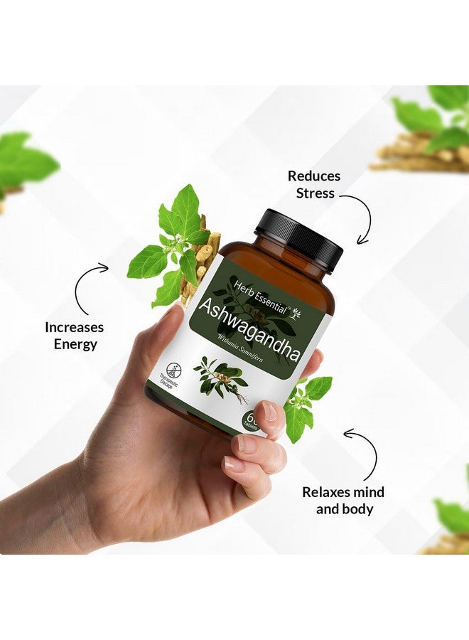 Herb Essential أقراص عشبية أشواغاندا، 500 ملغ، 60 قرص | طاقة إضافية، تخفيف التوتر | غنية بمضادات الأكسدة | معزز للمناعة | 100% طبيعي - Image 5