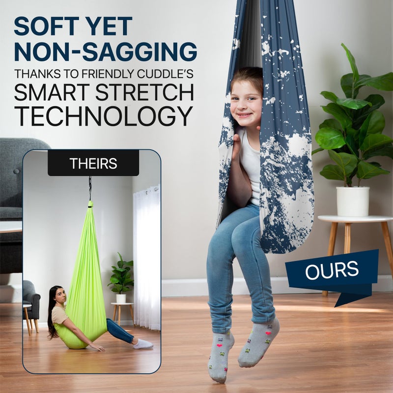 FRIENDLY CUDDLE Indoor Sensory Swing for Kids or Outdoor â€“ Holds 300lbs, Double-Layer, & 360Â° Swivel, Calming Compression Therapy Swing Hammock for Kids & Adults with All Hardware â€“ Sensory-Motor Toys & Gifts - Image 2