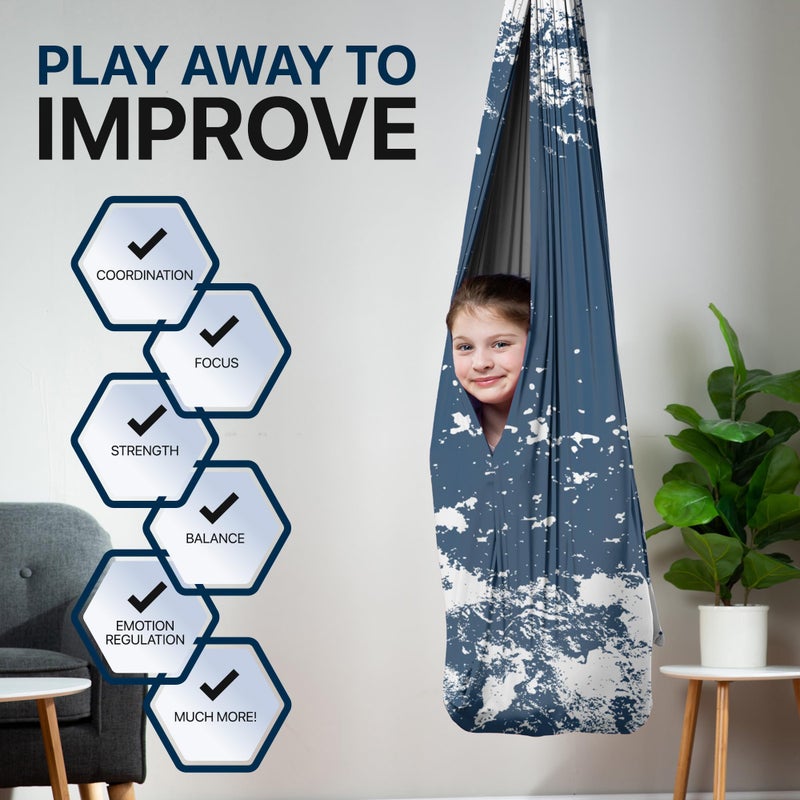 FRIENDLY CUDDLE Indoor Sensory Swing for Kids or Outdoor â€“ Holds 300lbs, Double-Layer, & 360Â° Swivel, Calming Compression Therapy Swing Hammock for Kids & Adults with All Hardware â€“ Sensory-Motor Toys & Gifts - Image 3