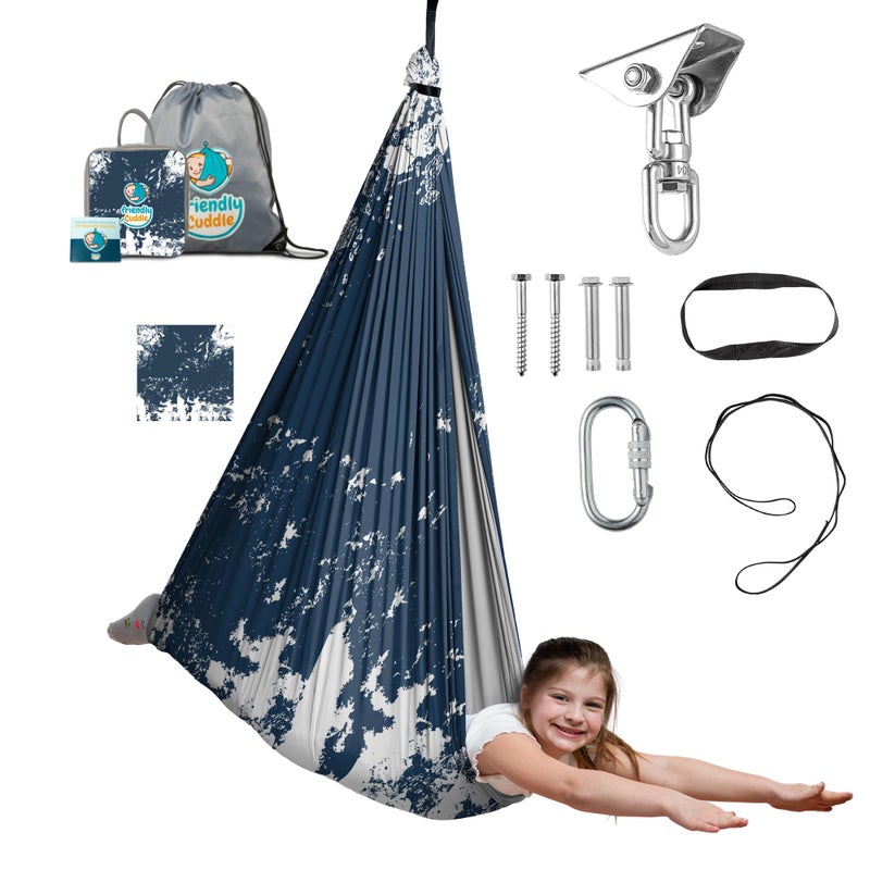 FRIENDLY CUDDLE Indoor Sensory Swing for Kids or Outdoor â€“ Holds 300lbs, Double-Layer, & 360Â° Swivel, Calming Compression Therapy Swing Hammock for Kids & Adults with All Hardware â€“ Sensory-Motor Toys & Gifts - Image 1