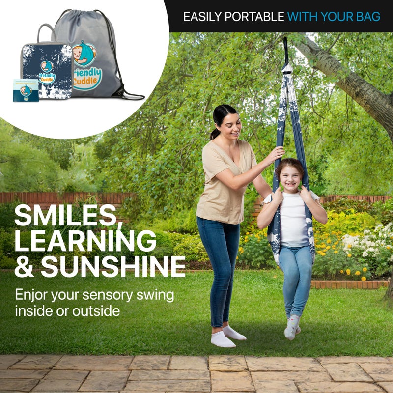 FRIENDLY CUDDLE Indoor Sensory Swing for Kids or Outdoor â€“ Holds 300lbs, Double-Layer, & 360Â° Swivel, Calming Compression Therapy Swing Hammock for Kids & Adults with All Hardware â€“ Sensory-Motor Toys & Gifts - Image 5