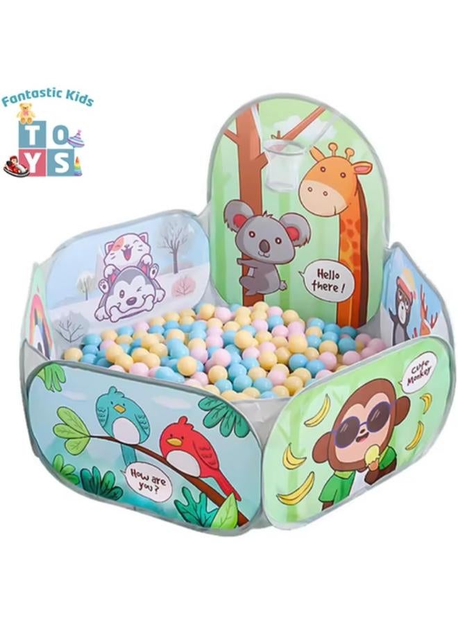 Kids Open Play House with Mini Basketball & 50 Balls - Image 1
