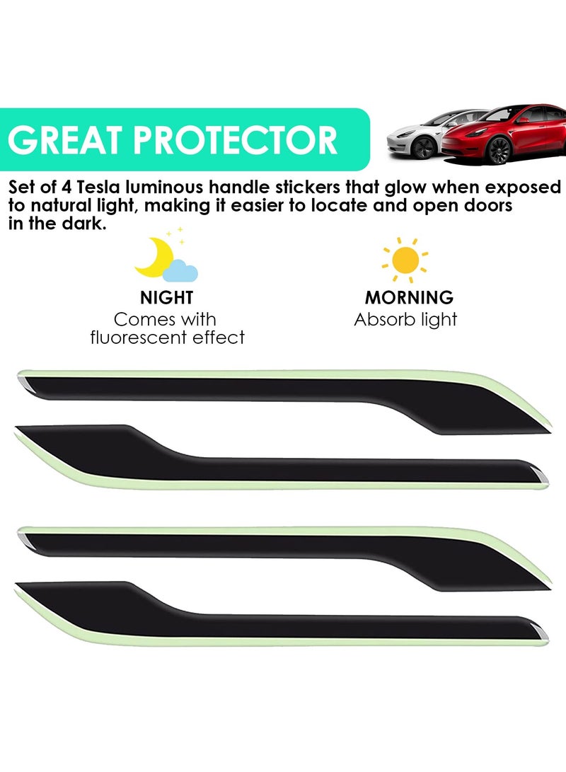 SYOSI Luminous Car Door Handle Decals for Tesla Model 3 Y, Scratch Resistant Door Wrap, Protective Handle Trims, Decorative Stickers, Durable Car Accessories - Image 4