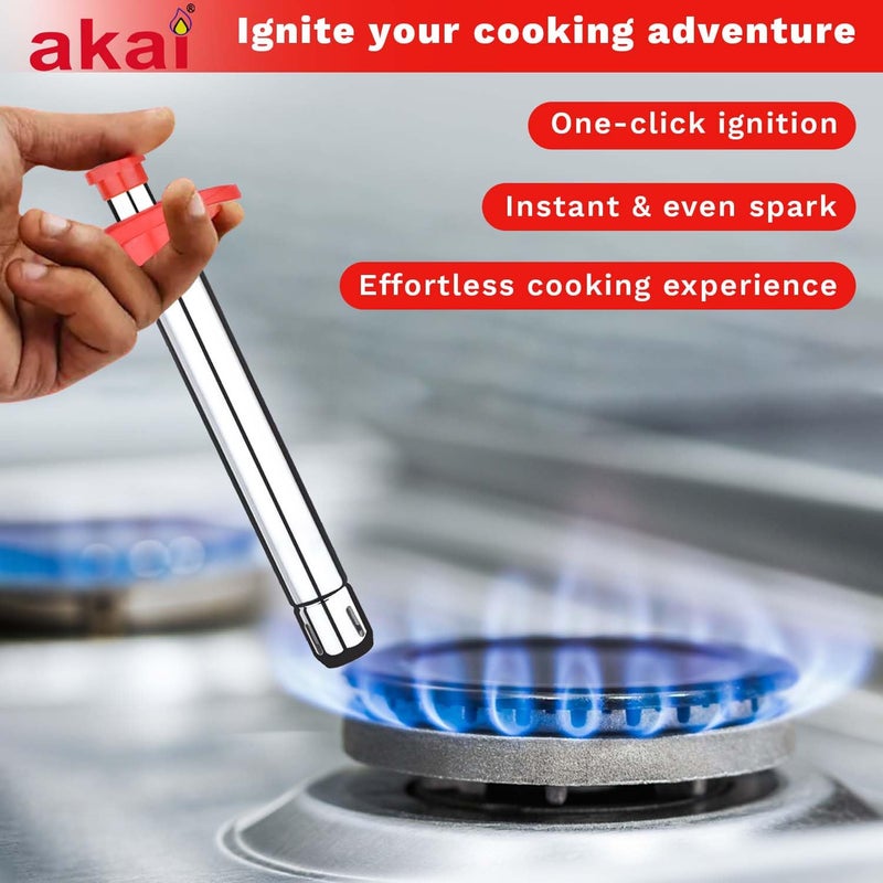 Akai Stainless Steel Kitchen Gas Lighter with Free Kitchen Knife, Dual Utility Delight, Gas Lighter and Knife Combo Pack - Image 5