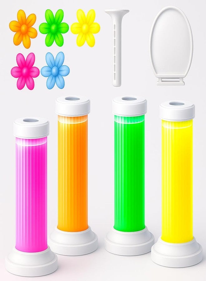DECSTY DESCTY Toilet Cleaning Gel Flower Stamps - Bathroom Cleaner, Toilet Freshener, Air Freshener Gel Long-Lasting Refills Stamp Injection Multicolor (Pack of 4) - Image 1