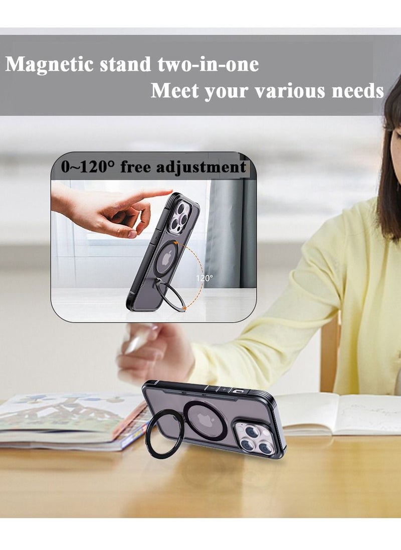 ULHYC - Protective Case Cover For iPhone 15 Pro Double-sided Non-slip PC+TPU Magsafe Magnetic With Holder - Image 1