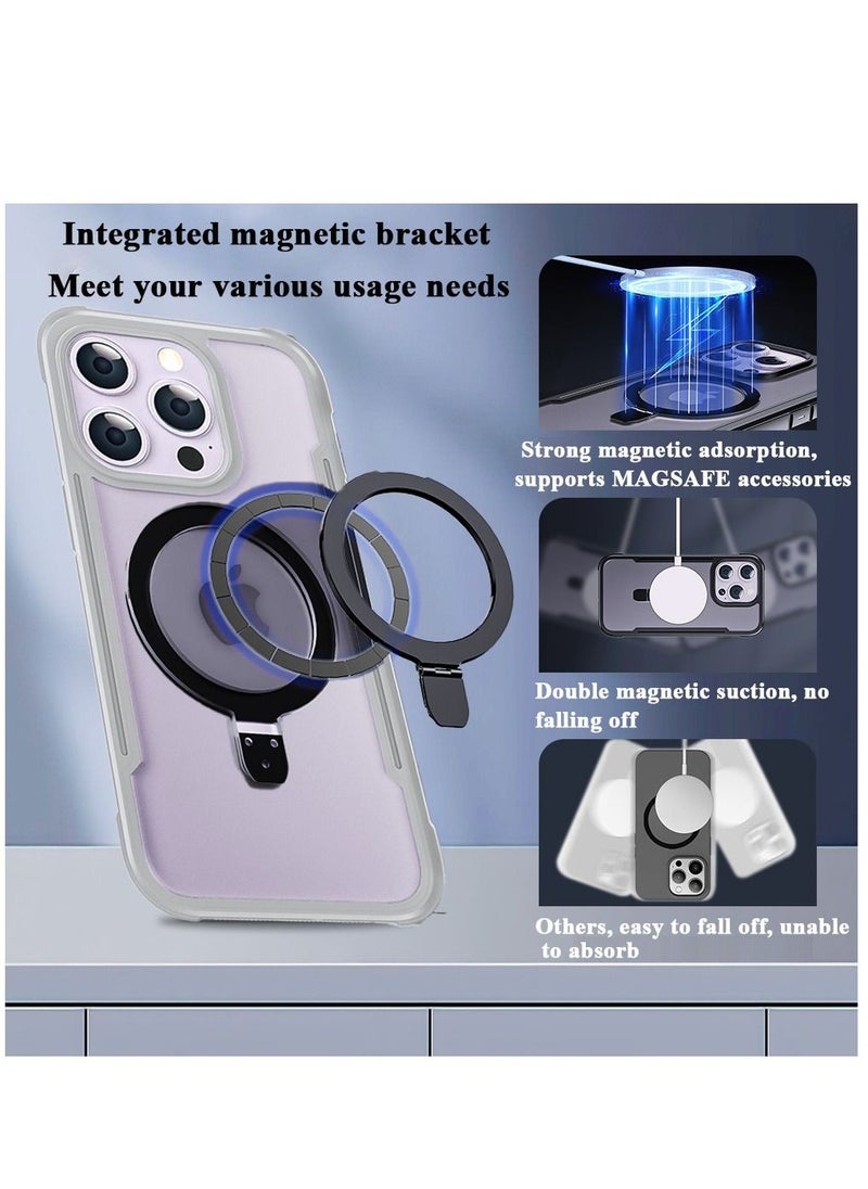 ULHYC - Protective Case Cover For iPhone 15 Pro Double-sided Non-slip PC+TPU Magsafe Magnetic With Holder - Image 1