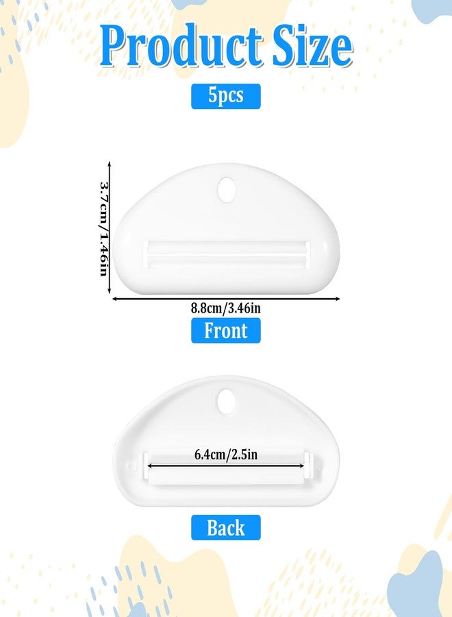 Ajcotahm 5PCS Toothpaste Squeezer, Plastic Toothpaste Tube Clip Dispenser for Bathroom Cream Cosmetics Paint(White) - Image 2