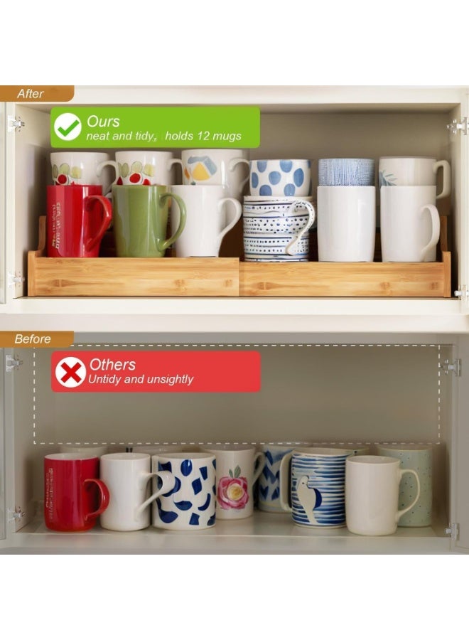 2-Tier Bamboo Coffee Mug Holder, Coffee Bar Organizer & Spice Rack, Countertop Mug Cup Storage Shelf for Tea Cups, Coffee Accessories, Kitchen Counter, Cabinet & Home - Image 4