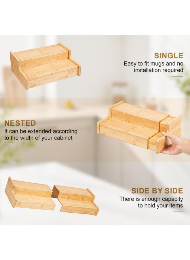2-Tier Bamboo Coffee Mug Holder, Coffee Bar Organizer & Spice Rack, Countertop Mug Cup Storage Shelf for Tea Cups, Coffee Accessories, Kitchen Counter, Cabinet & Home - Image 5