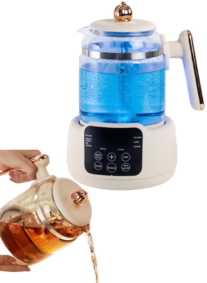 1.5L Glass Electric Kettle 800W with Digital Touch Temperature Control and Keep Warm Function, Premium Heat Resistant Pyrex Water Boiler with 316 Stainless Steel Heating Plate, Fast Heating Tea and Coffee Kettle for Cappuccino Instant Drinks Baby Milk and Water Heating, Modern Elegant Kitchen and Office Design - Image 1