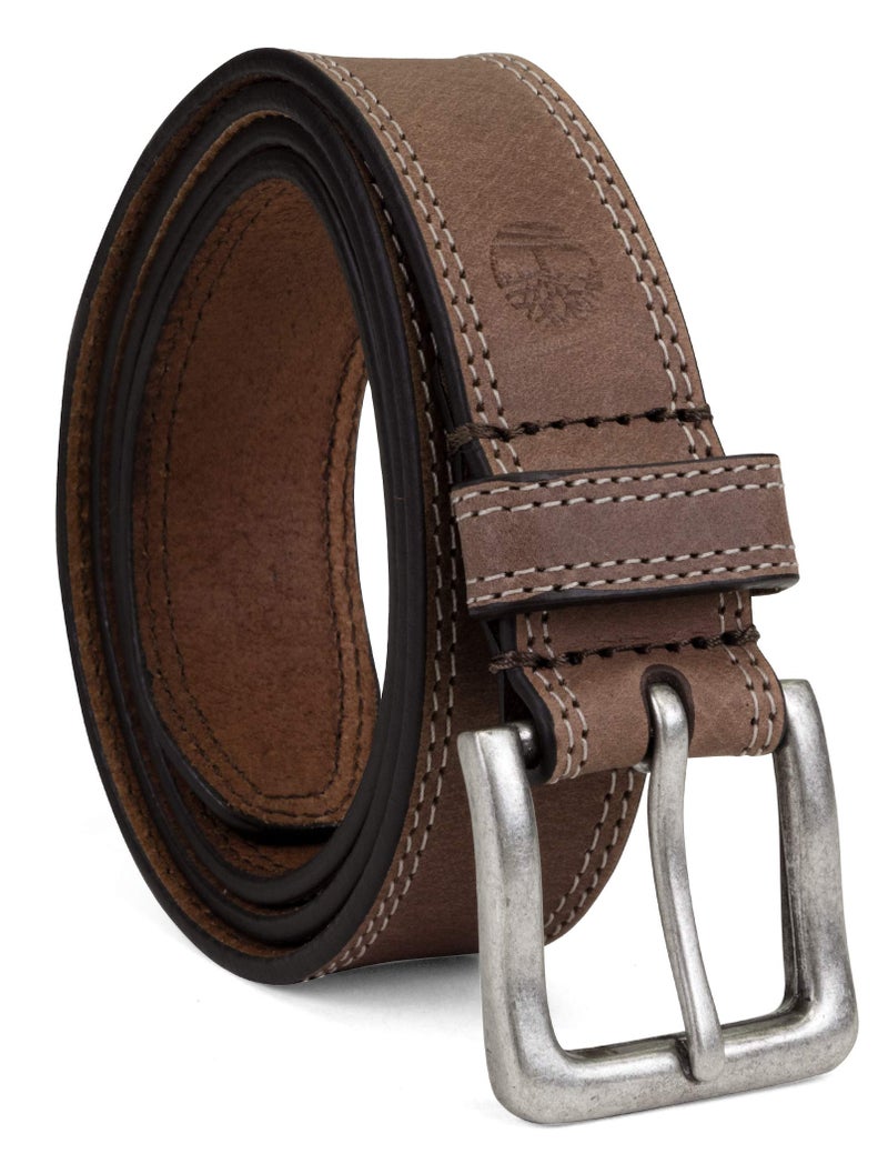 Timberland Men's Classic Leather Jean Belts 1.4 Inches Wide, Dark Brown (Stitched), 42 - Image 1