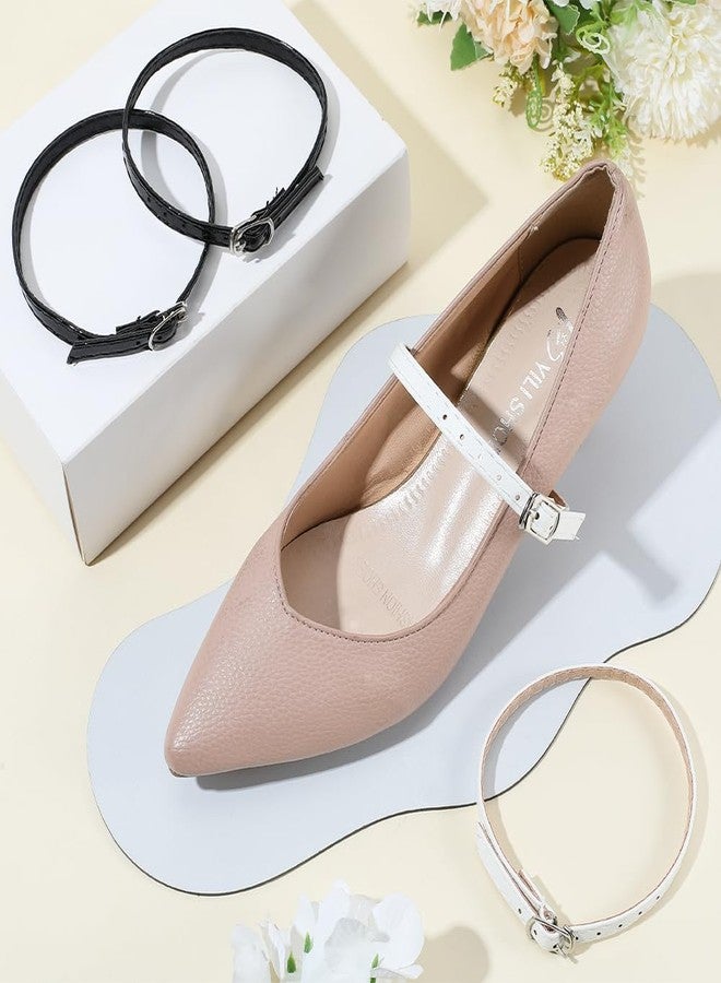 CALFOVERA 2 Pairs PU Leather Replacement Ankle Strap for High Heels 2 Colors Detachable Shoe Lace Straps with Buckle Adjustable Leather Shoelace Belt Band for Women Holding Loose Slip Heel - Image 5