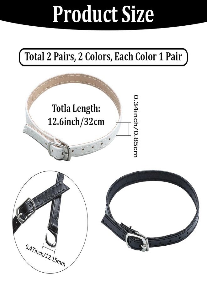 CALFOVERA 2 Pairs PU Leather Replacement Ankle Strap for High Heels 2 Colors Detachable Shoe Lace Straps with Buckle Adjustable Leather Shoelace Belt Band for Women Holding Loose Slip Heel - Image 3