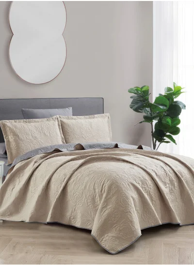 Donetella Bedspread Coverlet Set 3-Pcs Single Size Bed Fits(120 X 200 Cm) Soft Luxurious Reversible Compressed Comforter With Fitted Sheet Pillow Sham And Pillowcases,