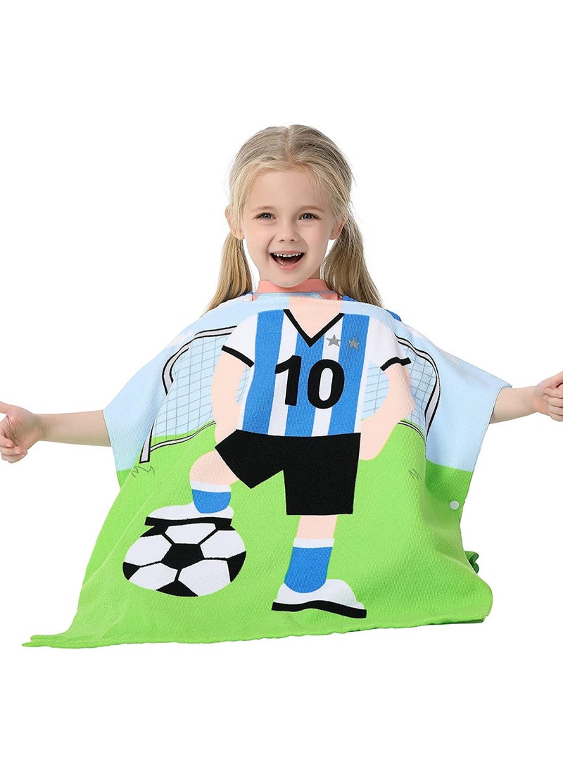 Excefore Kids Bath Towel for 1-6 Years Toddler 1Pcs Kids Hooded Towel Microfiber Bath Towel Super Soft Robe Poncho Bathrobe Boys Girls Swimming Beach Holiday Water Playing Pool Bath Coverups (Soccer Kid)  - Image 2