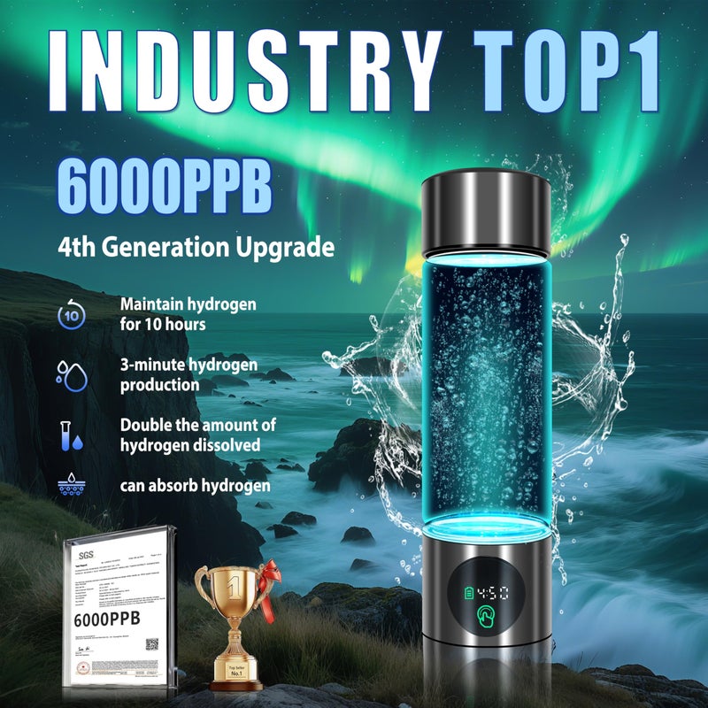 Clcepore 5.0 New Upgraded Hydrogen Water Bottle - Hydrogen Concentration Up To 6000 Ppb?Sgs-Certified Hydrogen Generator? 2025 Spe/Pem Technology Odorless Double Hydrogen Content For Sports/Home/Office/Travel - Image 3