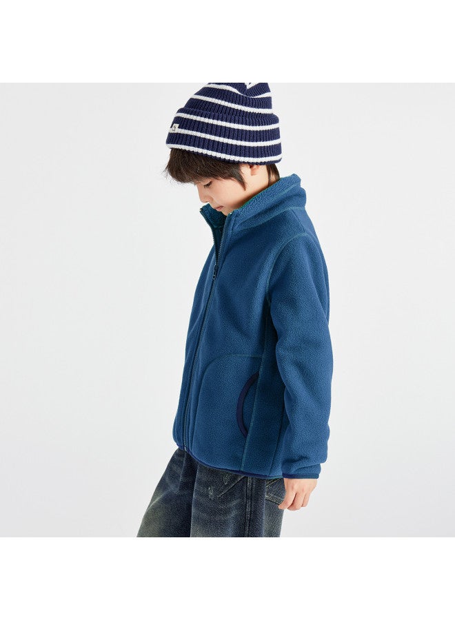 دبل 【ذو وجهين من الفليس】2025 معطف أولاد موضة الخريف والشتاء، فليس رياضي عادي للأطفال الصغار والأطفال الأكبر سناً - Image 5