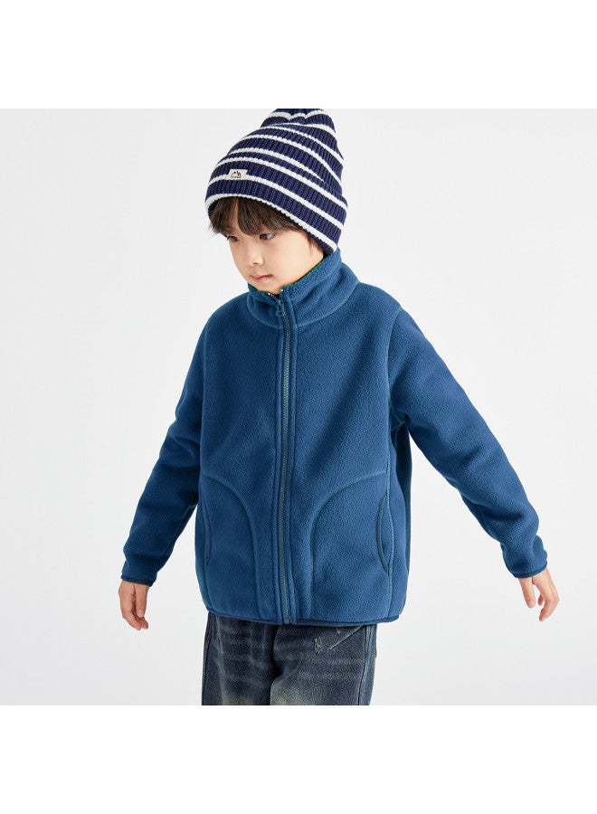 دبل 【ذو وجهين من الفليس】2025 معطف أولاد موضة الخريف والشتاء، فليس رياضي عادي للأطفال الصغار والأطفال الأكبر سناً - Image 2