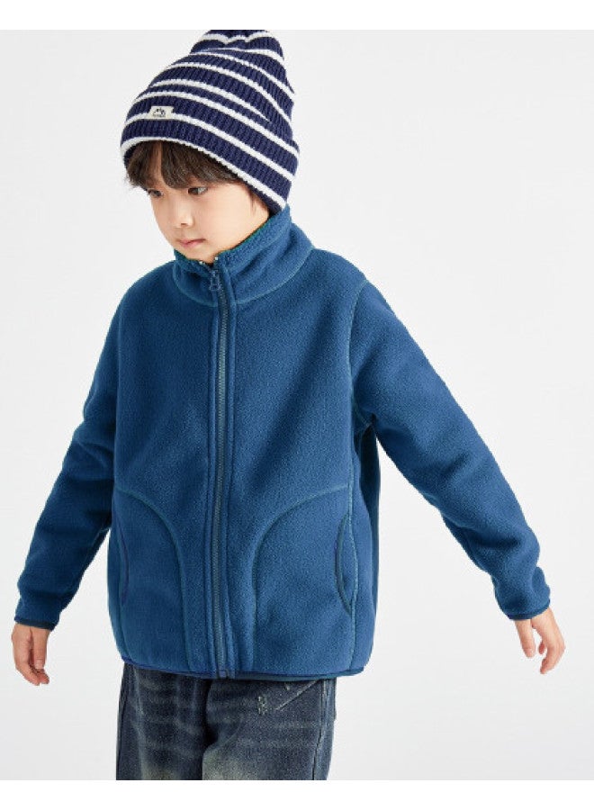 دبل 【ذو وجهين من الفليس】2025 معطف أولاد موضة الخريف والشتاء، فليس رياضي عادي للأطفال الصغار والأطفال الأكبر سناً - Image 1