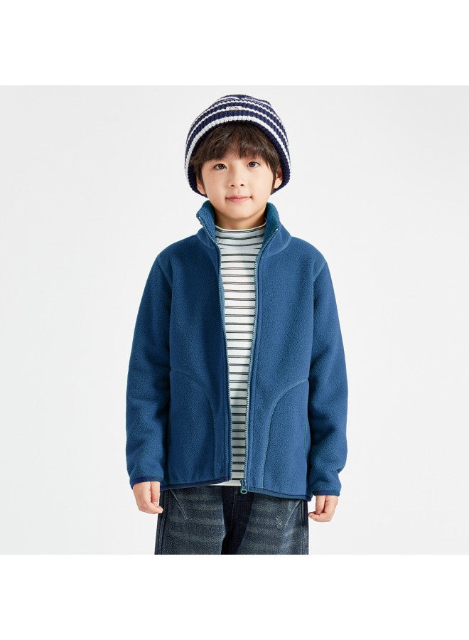 دبل 【ذو وجهين من الفليس】2025 معطف أولاد موضة الخريف والشتاء، فليس رياضي عادي للأطفال الصغار والأطفال الأكبر سناً - Image 4