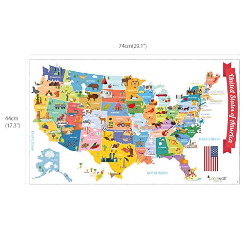 DECOWALL SG2-1906 USA Kids Wall Stickers Wall Decals Peel and Stick Removable Wall Stickers for Kids Nursery Bedroom Living Room décor - Image 4