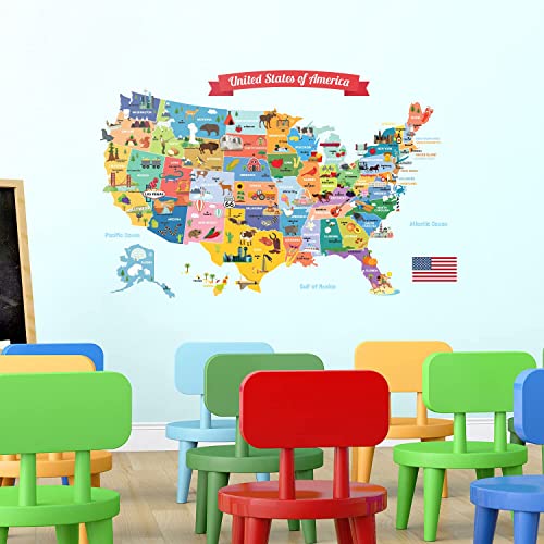 DECOWALL SG2-1906 USA Kids Wall Stickers Wall Decals Peel and Stick Removable Wall Stickers for Kids Nursery Bedroom Living Room décor - Image 5