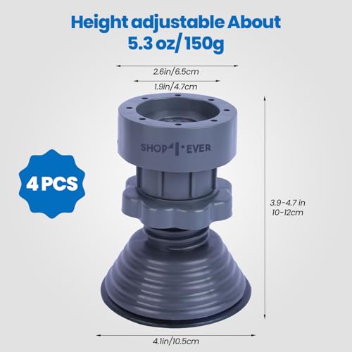 Shop4Ever Adjustable Washing Machine Stand Legs (Set of 4) | Anti-Vibration & Anti-Slip Rubber Base | Height Raiser for Front/Top Load | Heavy Duty Supports Up to 300KG | for Fridge & Appliances - Image 2