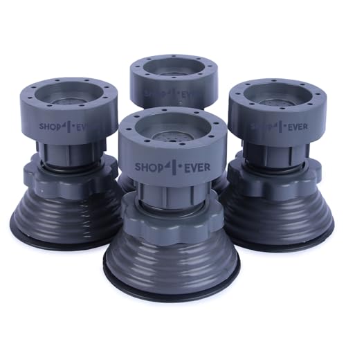 Shop4Ever Adjustable Washing Machine Stand Legs (Set of 4) | Anti-Vibration & Anti-Slip Rubber Base | Height Raiser for Front/Top Load | Heavy Duty Supports Up to 300KG | for Fridge & Appliances - Image 1