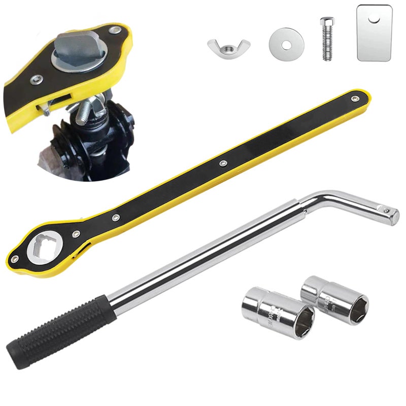 QISF 4PCS Car Wrench Set1420Inch Telescoping Lug Nut Wheel Wrench with Standard 1719mm 2122mm Sockets Car Jack Hexagon Ratchet Wrench Positive and Reversal Knob Design for Scissor Jack - Image 3