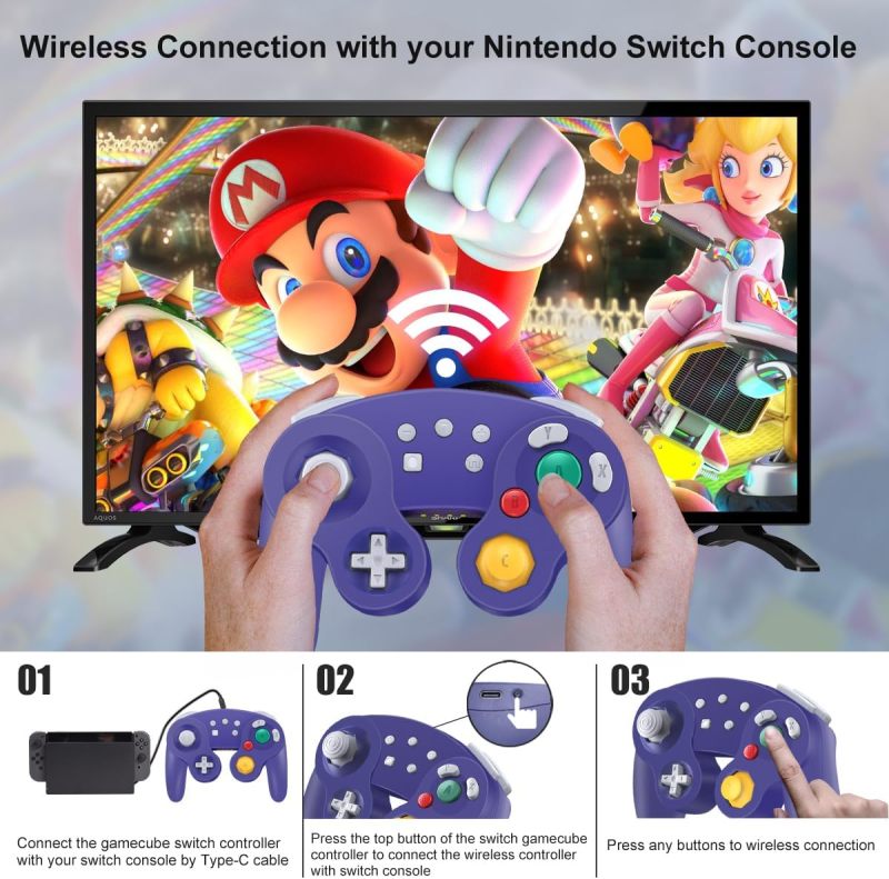 Wireless Controller for Nintendo Switch Pro Controller with 6-Axis Motion Sensing - Adjustable Dual Vibration Auto Turbo Wake-up Function for Switch OLED PC Gaming - Image 4