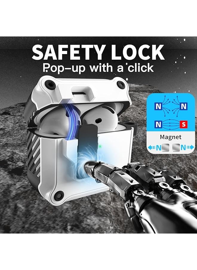 erorex - Compatible With Airpods 4 Case Cover For Women And Men Automatic Snap Switch Security Locking Cover For Airpods 4Th Generation 2024 Cases With Cleaner Kit And Keychain Front Led Visible White - Image 1