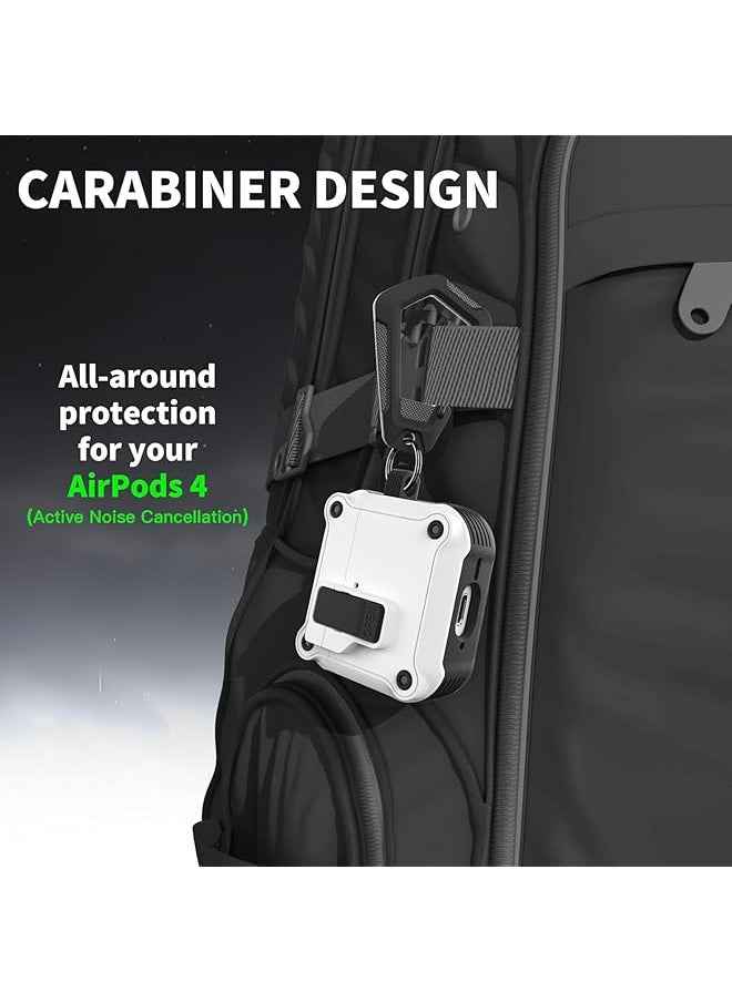 erorex - Compatible With Airpods 4 Case Cover For Women And Men Automatic Snap Switch Security Locking Cover For Airpods 4Th Generation 2024 Cases With Cleaner Kit And Keychain Front Led Visible White - Image 1