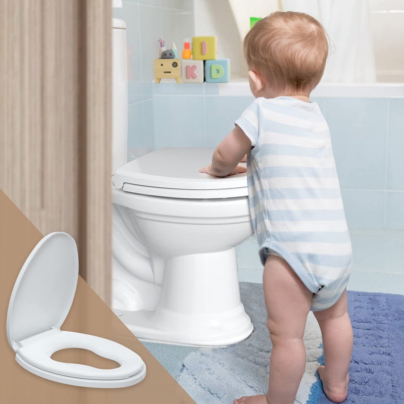 RT R&T Elongated Toilet Seat with Built in Potty Training Seat, Slow Close Toddler Seat Fits both Adult and Child, Easy To Install & Clean - Image 2