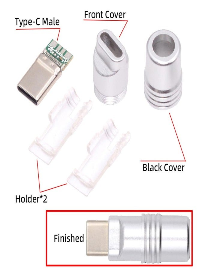 NFHK USB 3.1 Type-C Male Plug Connector Solder Type with Aluminum Alloy Shell Silver Customization for 4.0mm~6.0mm Cable - Image 2