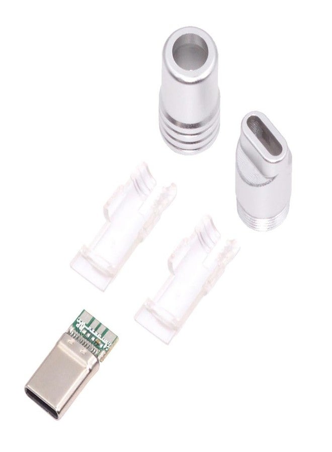 NFHK USB 3.1 Type-C Male Plug Connector Solder Type with Aluminum Alloy Shell Silver Customization for 4.0mm~6.0mm Cable - Image 1