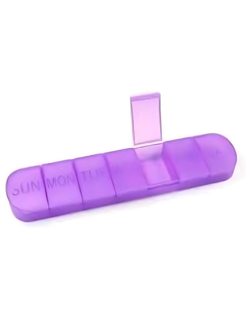 7 Days Weekly Pillbox Tablet Holder Medicine Storage Case Drug Container Pill Box Tablet Storage Box Organizer 7 Cells Pill Case | Travel | Easy To Carry | Daily Use (Purple) - Image 3