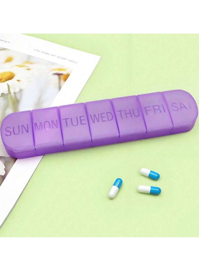 7 Days Weekly Pillbox Tablet Holder Medicine Storage Case Drug Container Pill Box Tablet Storage Box Organizer 7 Cells Pill Case | Travel | Easy To Carry | Daily Use (Purple) - Image 2