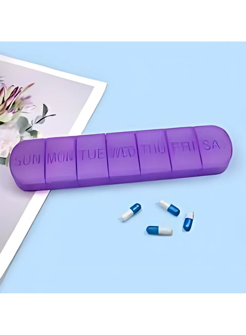 7 Days Weekly Pillbox Tablet Holder Medicine Storage Case Drug Container Pill Box Tablet Storage Box Organizer 7 Cells Pill Case | Travel | Easy To Carry | Daily Use (Purple) - Image 4