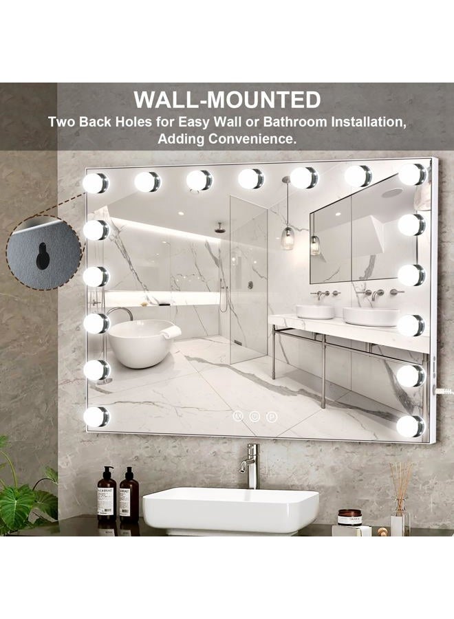 Kottova Large Vanity Mirror with Lights,24.4"x 21.2",Hollywood Vanity Makeup Mirror with 3 Color Lights, 17 LED, USB Charging Port, with Detachable 10X Spot Mirror,Touch Control,White - Image 4
