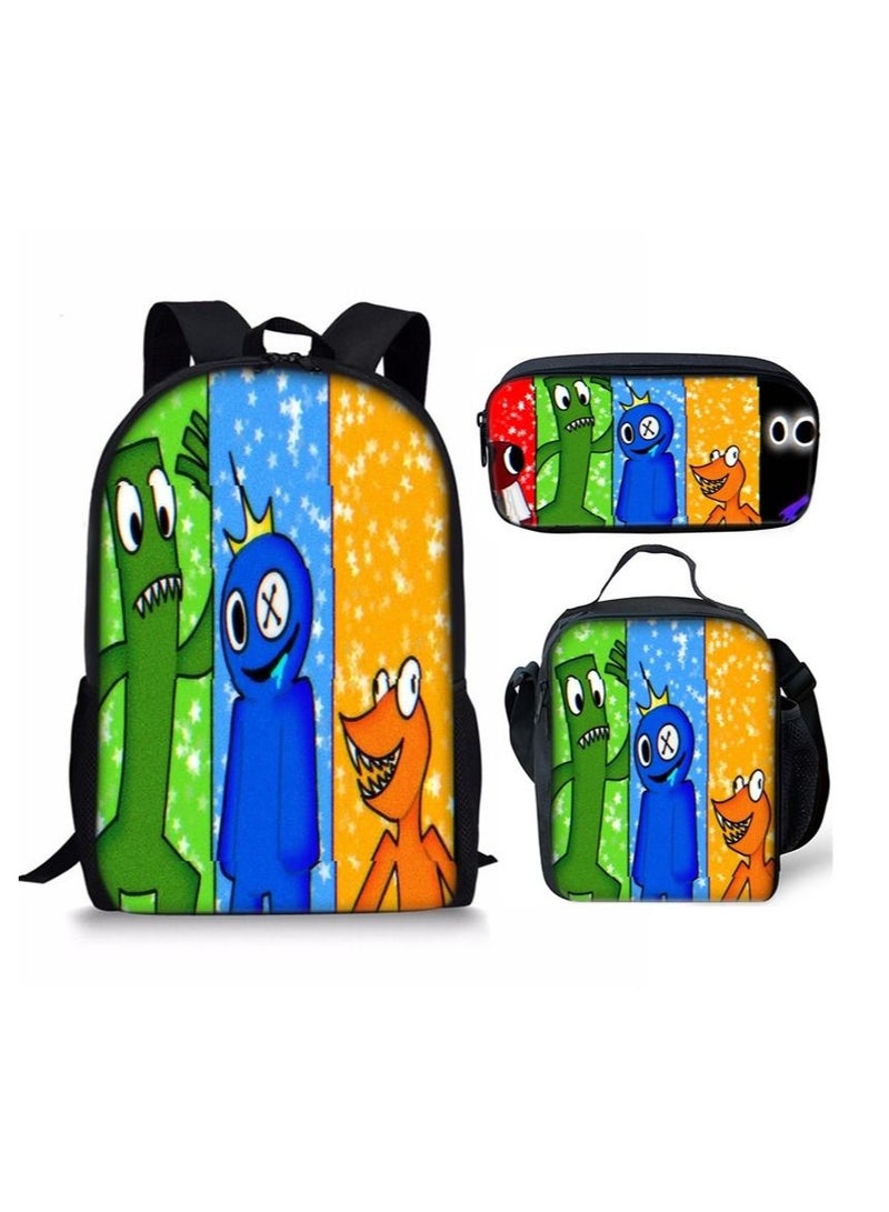 3 Piece Stitch 3D Print Insulated Lunch Backpack Set Multicolour - Image 1