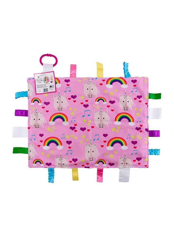 The Learning Lovey Educational Learning Lovey Ribbon Tag Security Blankets (Unicorn) - Image 1