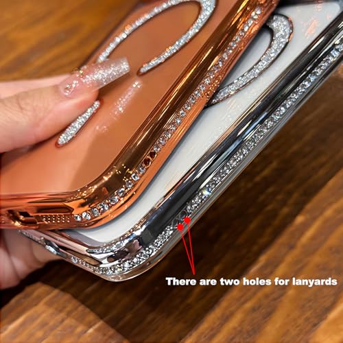 MIFENDUCT MINFEDUCT Glitter Diamond Magnetic Case for iPhone 17 Pro Max Clear Support Wireless Charging 17 Pro Max Case Women Girls Cute Bling Luxury Shiny Sparkle Shockproof Protective Cover 6.9", Orange - Image 5