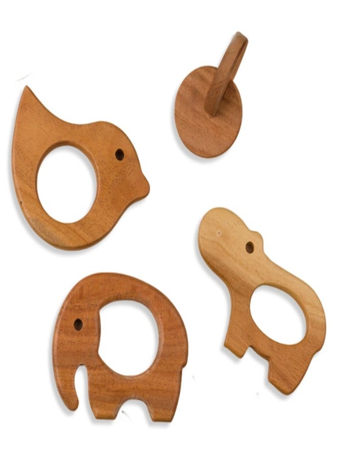 Brainytots Neem Teethers Set | 4 Teethers Made of Organic Neem Wood | Neem Wood | Helps Boost Immunity & Aids in Digestion | Easy to Grasp & Chew | Helps Grasp and Hand to Hand Transfer - Image 1