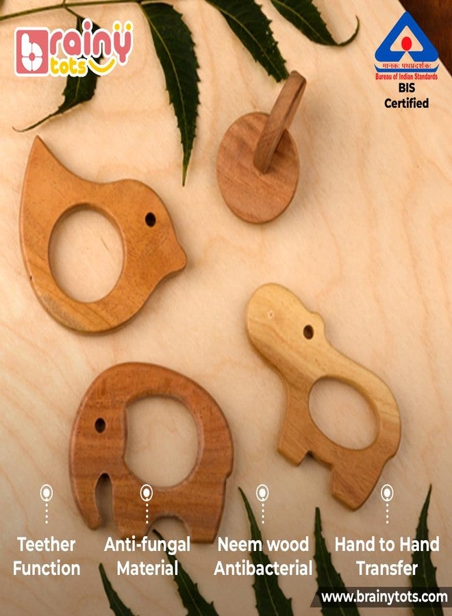 Brainytots Neem Teethers Set | 4 Teethers Made of Organic Neem Wood | Neem Wood | Helps Boost Immunity & Aids in Digestion | Easy to Grasp & Chew | Helps Grasp and Hand to Hand Transfer - Image 5