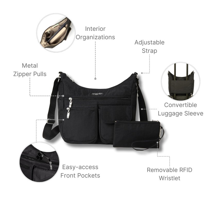 Baggallini Everywhere Bagg - Hobo Crossbody Bag for Women with RFID Wristlet â€“ Water-resistant Travel Bag - Image 3