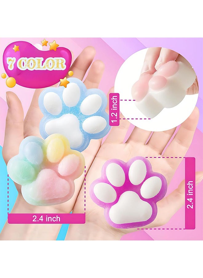 Beauenty - Squishy Cat Paw Squeeze Toys,7Pcs Random Color Squishy Fidget Toy,Kawaii Squishies Sensory Toys, Furry Paws Squishy for Party Favors,Funny Novelty Things Suitable for Adults Kids - Image 1