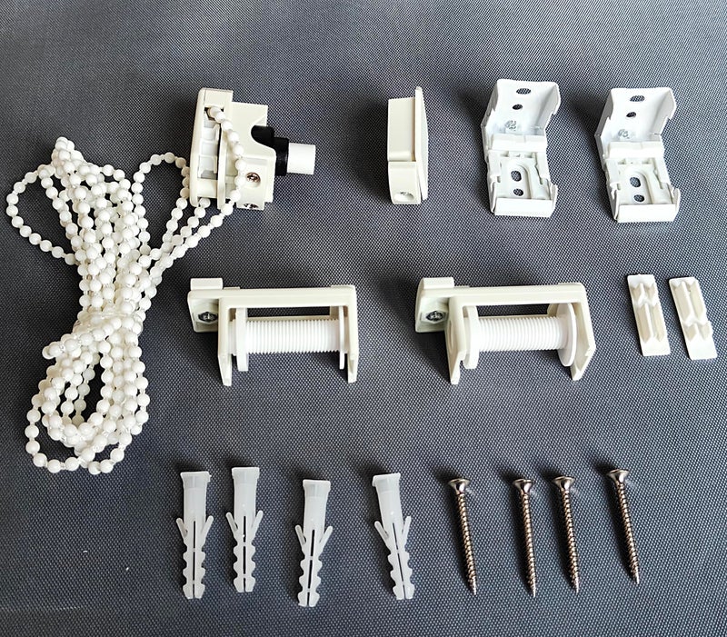 GREEN DECOR Roman Blinds Installation Kit Set, 2 Clutch Connector for 38mm Pipe with 2 Drums, 2 L Brackets, 2 End Cap, Corded Chain, 4 Screw and 4 Wall Plug - Image 1