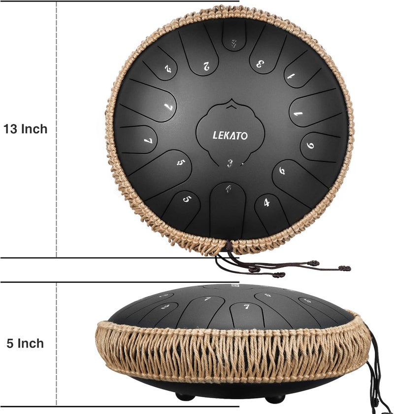 LEKATO Steel Tongue Drum 13 Inch 15 Notes, Steel Drum C Key Beginner/Professional Zen Drum Percussion for Meditation Yoga Musical Education, Best Gift for Mother - Image 5