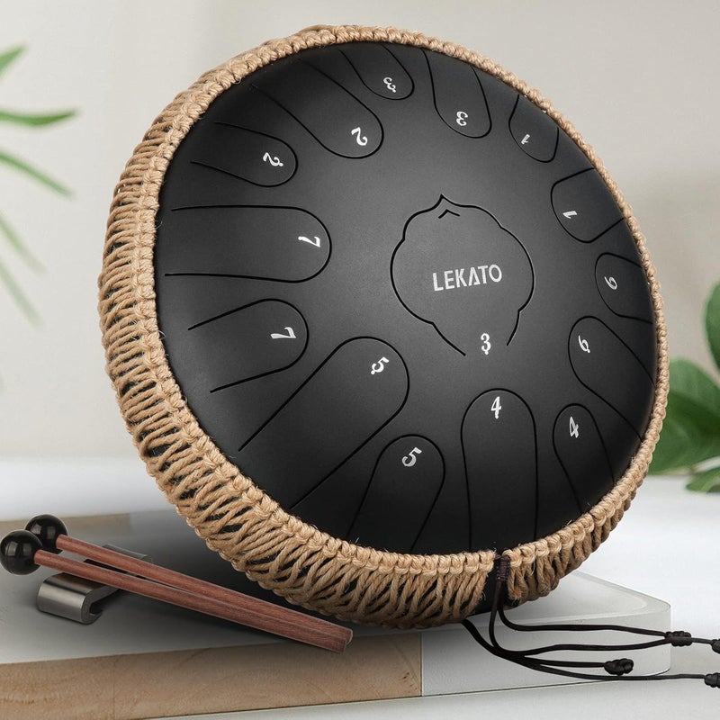 LEKATO Steel Tongue Drum 13 Inch 15 Notes, Steel Drum C Key Beginner/Professional Zen Drum Percussion for Meditation Yoga Musical Education, Best Gift for Mother - Image 4